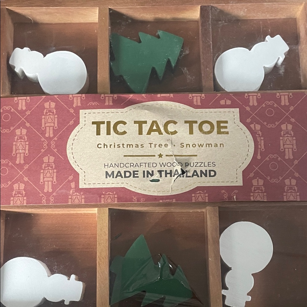 Tic Tac Toe Wooden Christmas Tree and Snowman Set